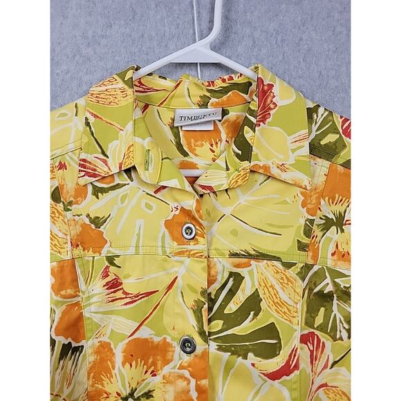 Timbuktu Station Yellow Floral LS Button Up Shacket Women's Missy 2 Small - Picture 3 of 12